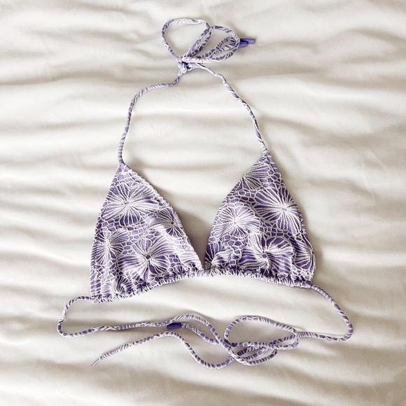 Blackbough M Lavender Jacquard Martini Triangle Bikini Top - Picture 5 of 8